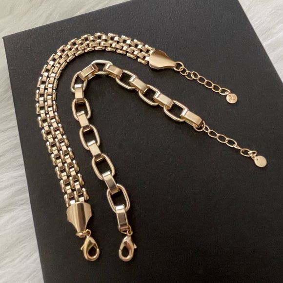 and now this Jewelry - 18K Gold Plated Over Brass Watch Band Link Bracelet Bundle